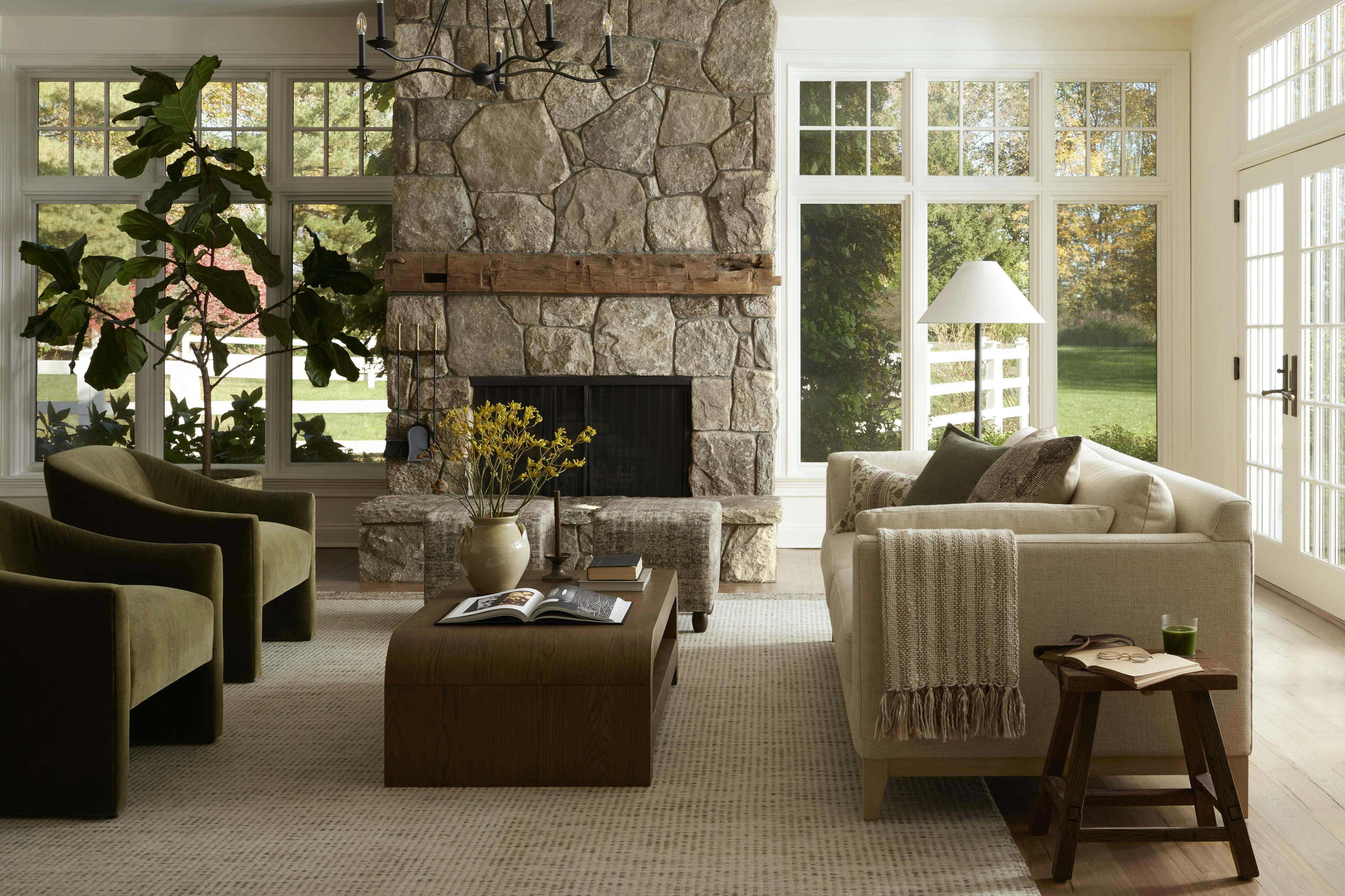 Living Room Featuring Ryder Sofa, Burton Chairs and Orla Rug