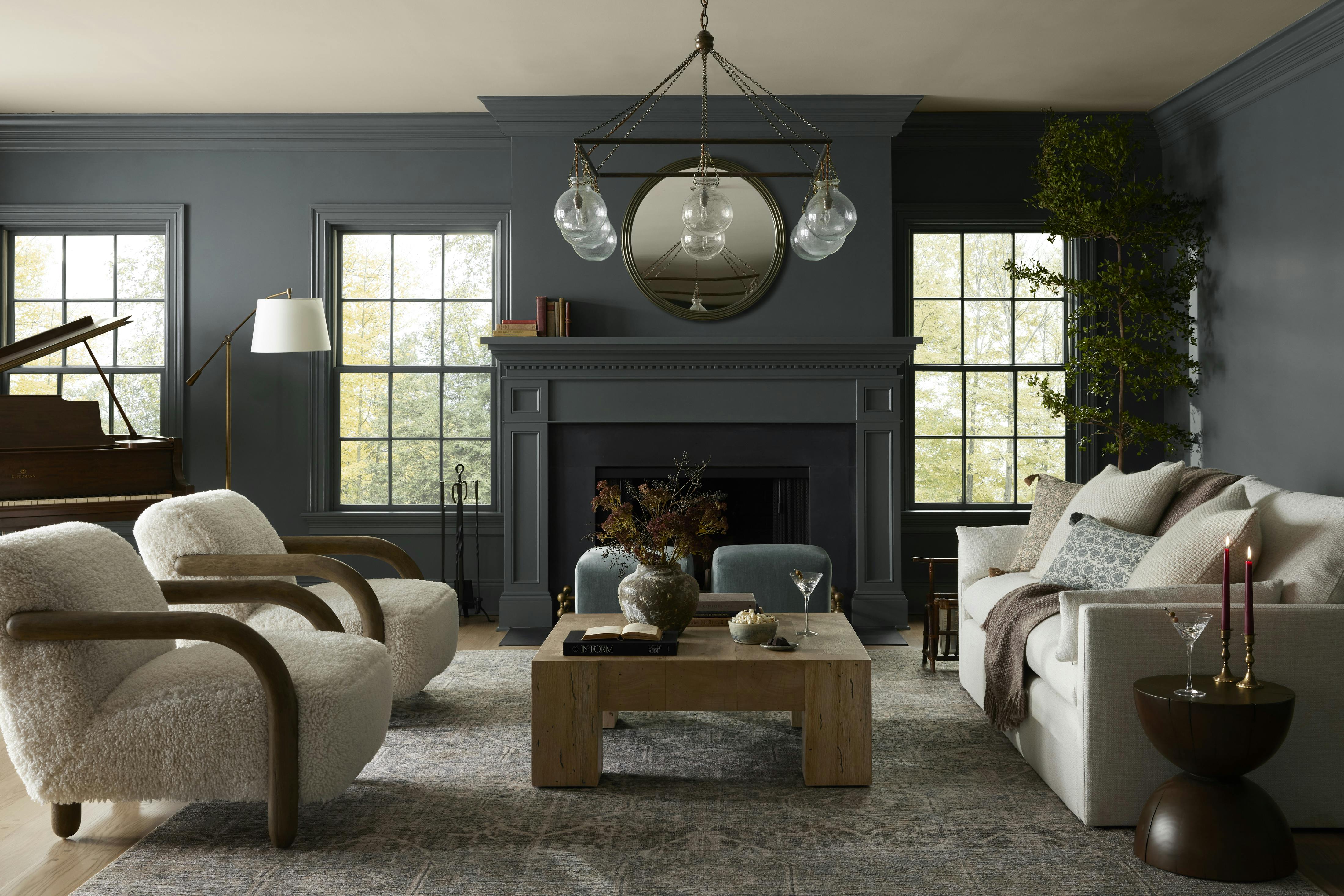 Living Room featuring Ersa Rug, Alder Coffee Table, Aldo chair and Leighton Sofa