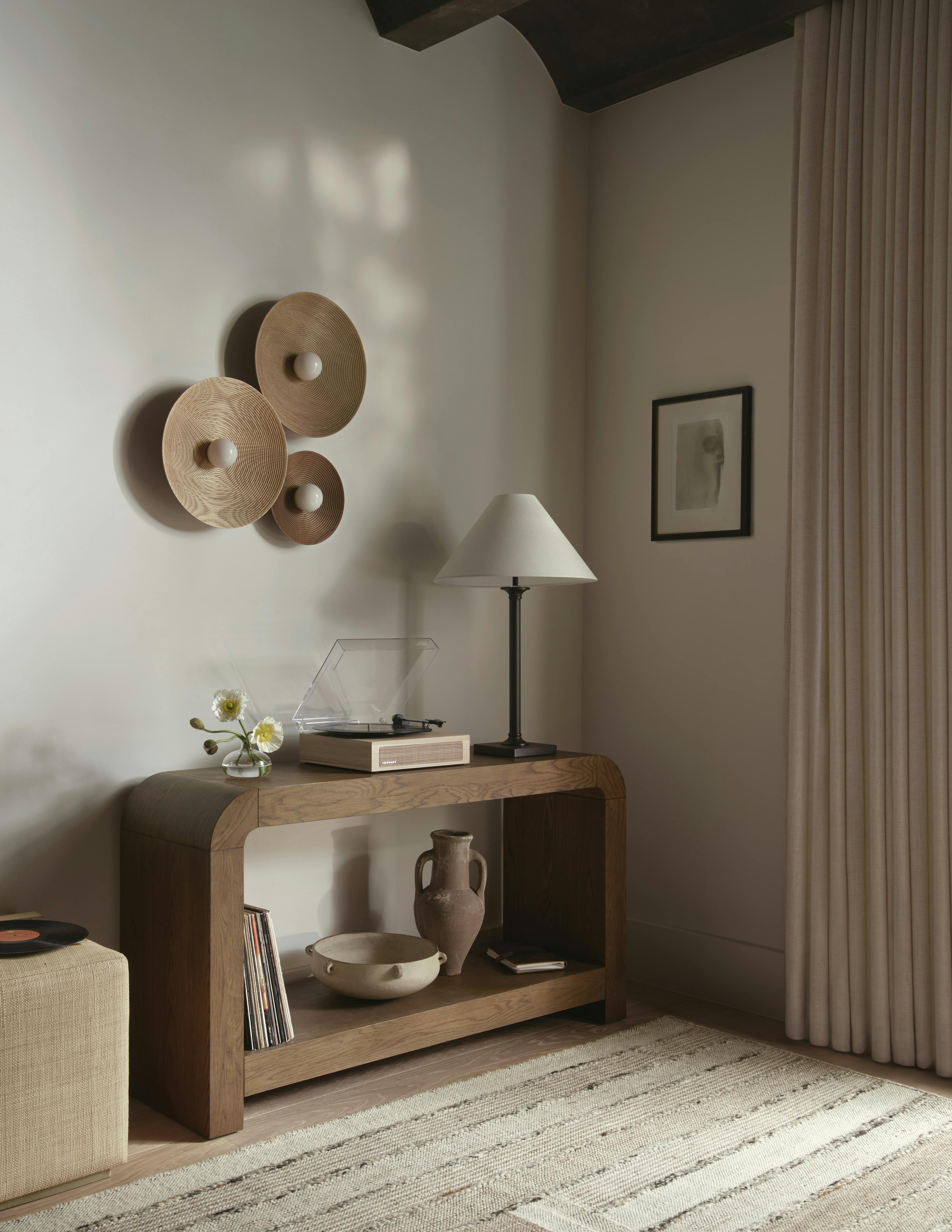 Vignette featuring Pierre coffee table and Latimer Table Lamp