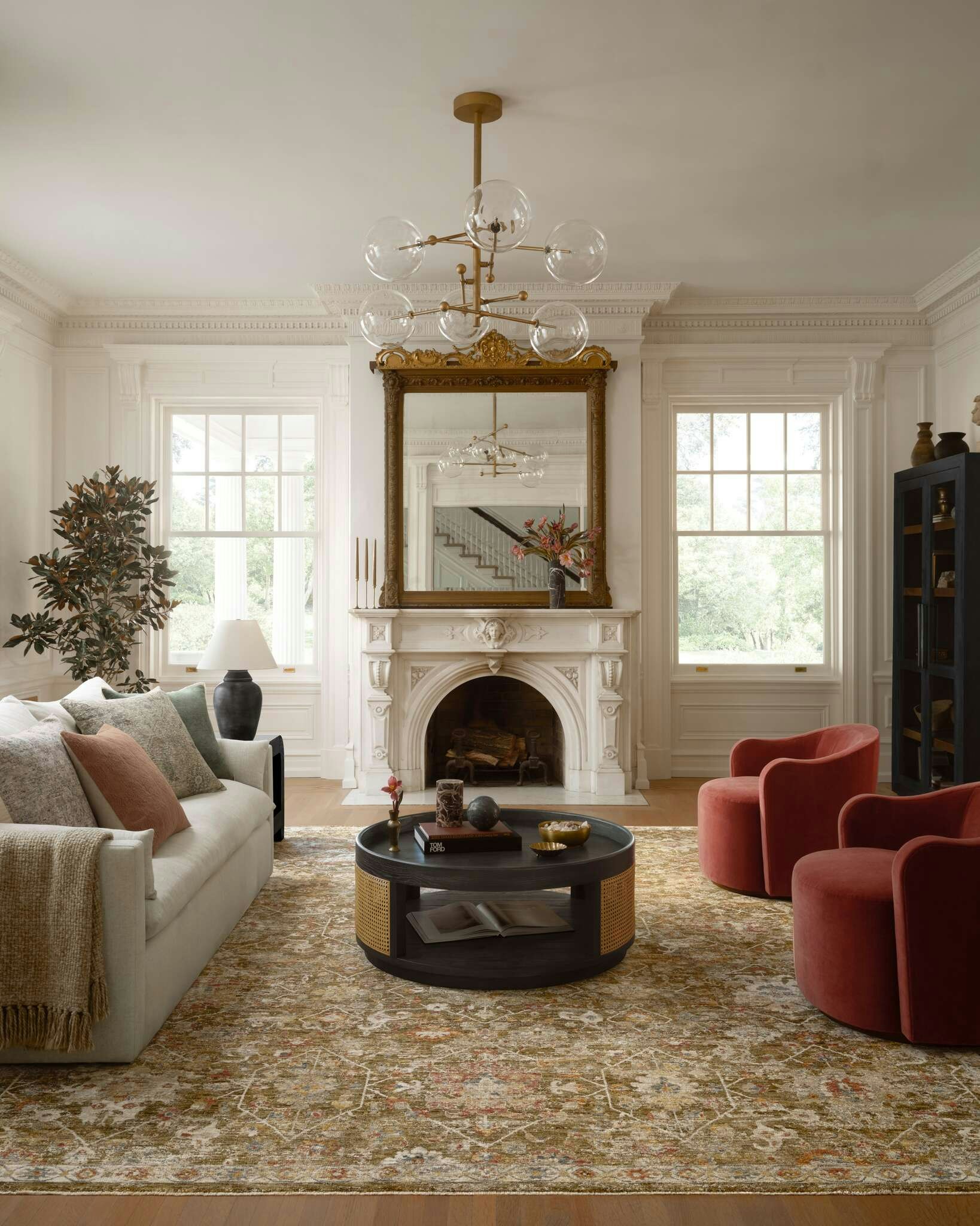 Living room featuring Bailey Swivel Chairs, Leighton Sofa and LaFayette Coffee Table